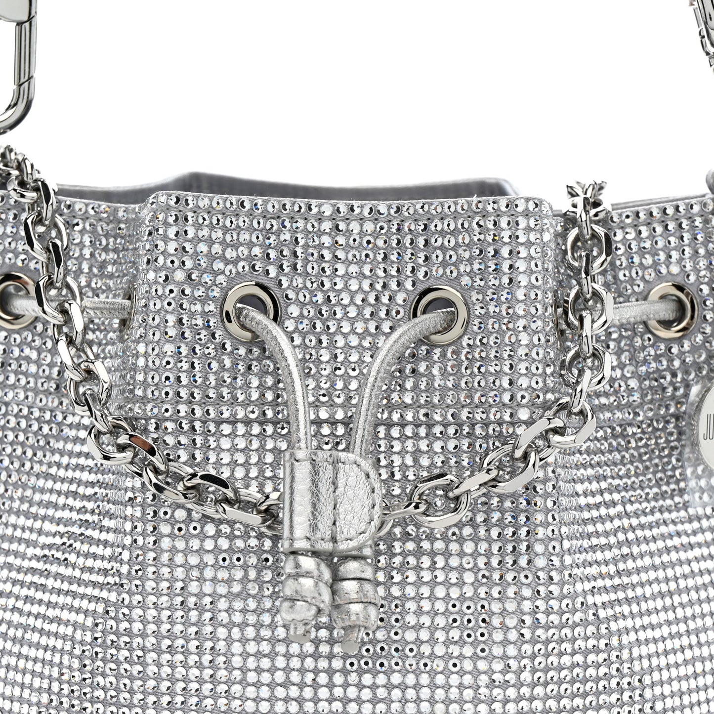 Satin Crystal Embellished Medium Piper Bucket  Silver Rhine