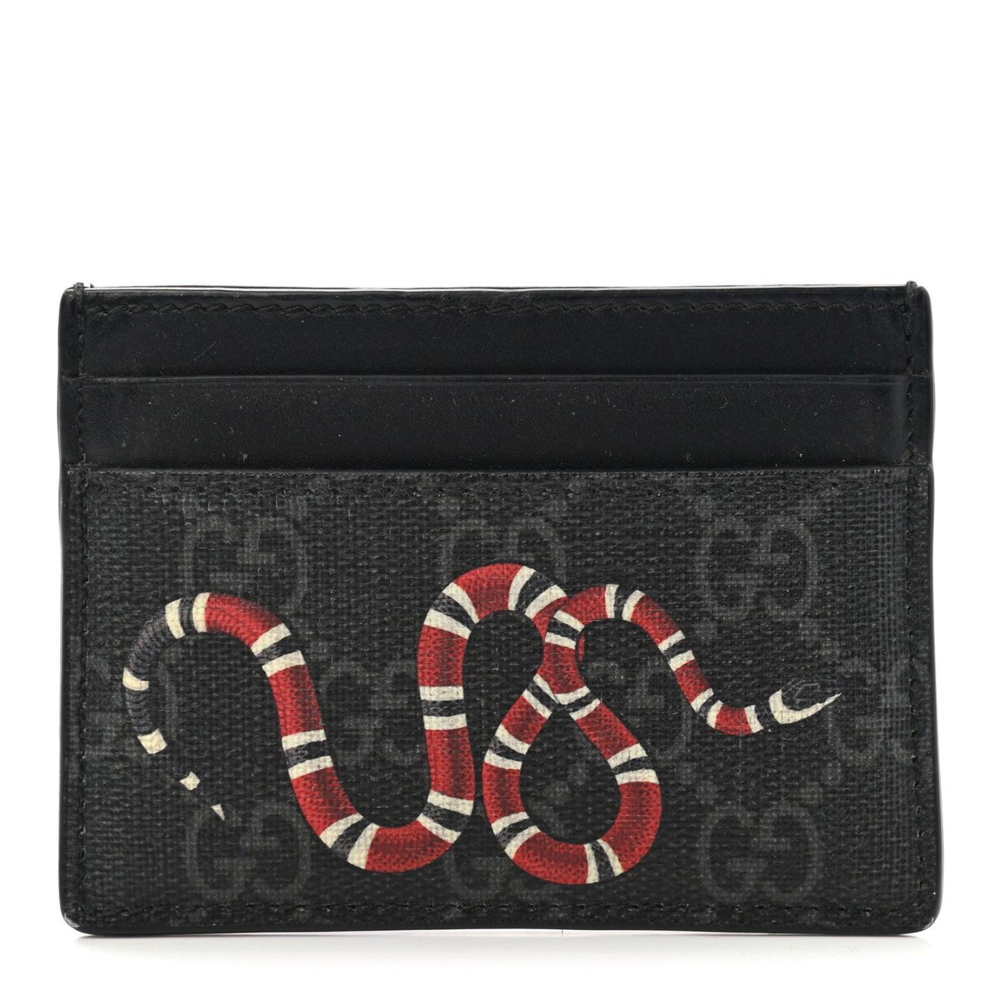 GG Supreme Monogram Kingsnake Card Holder Black Grey