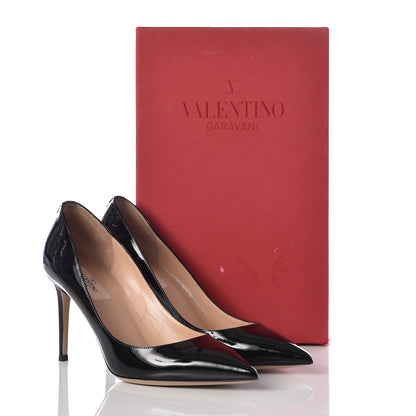 Valentino Garavani Patent Rockstud New Plain 85mm Pumps 38 Black 11 of 11