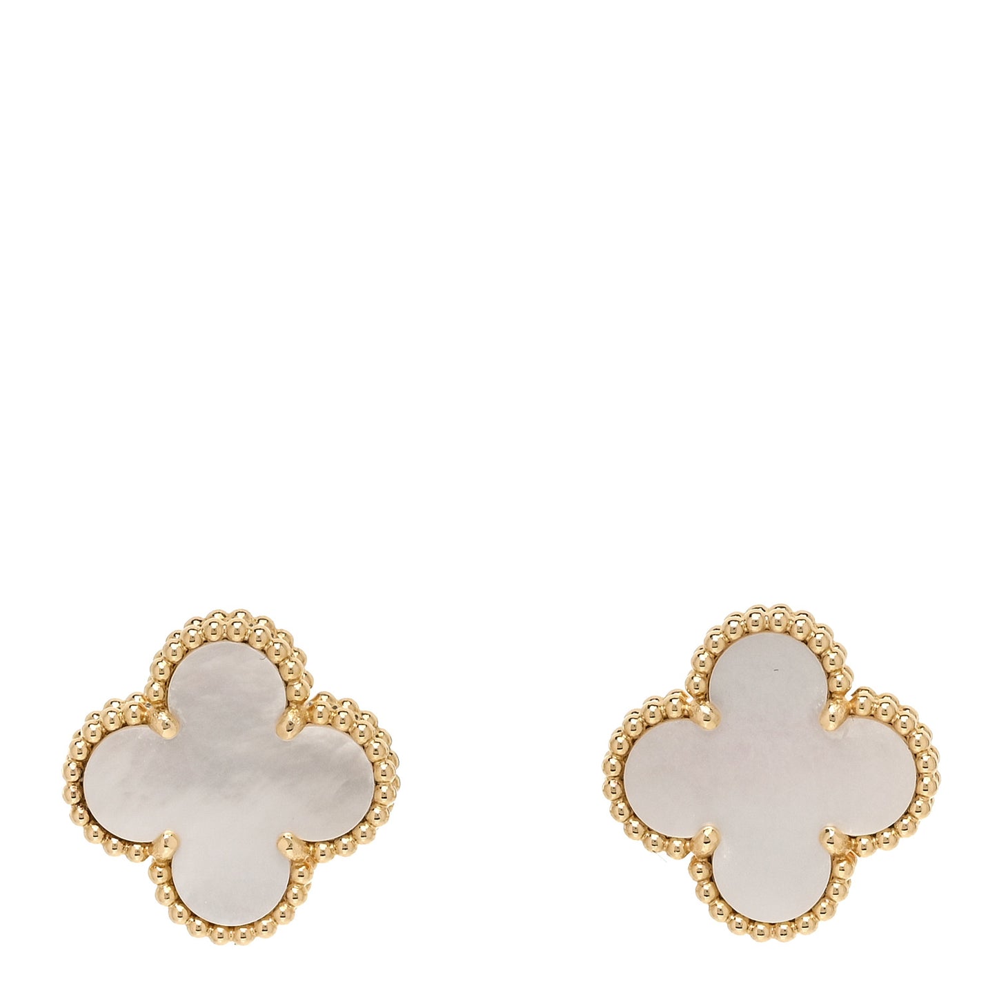 18K Yellow Gold Mother of Pearl Vintage Alhambra Earrings