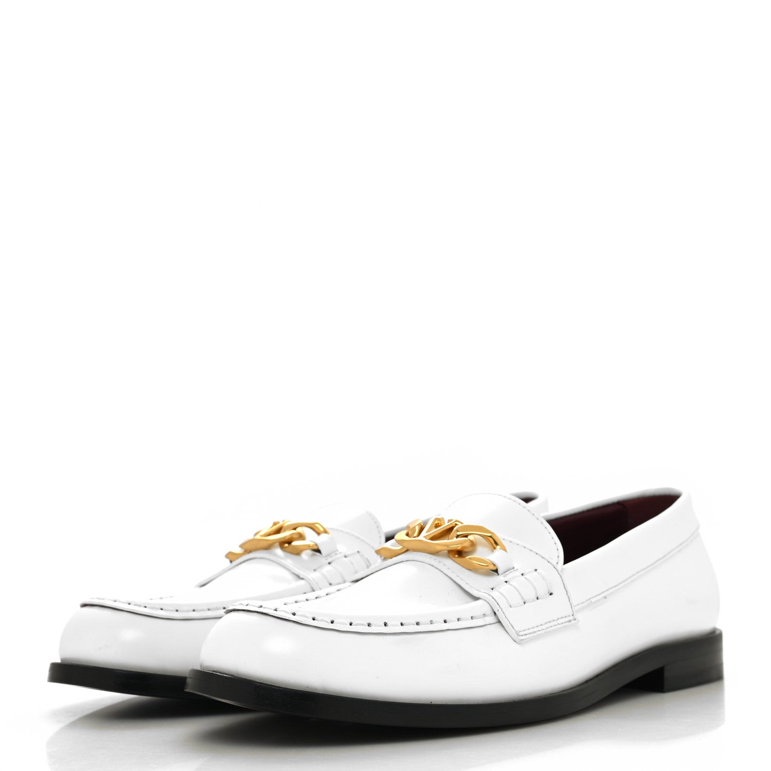 Valentino Garavani Calfskin VLogo Chain Loafers 39 White 3 of 9
