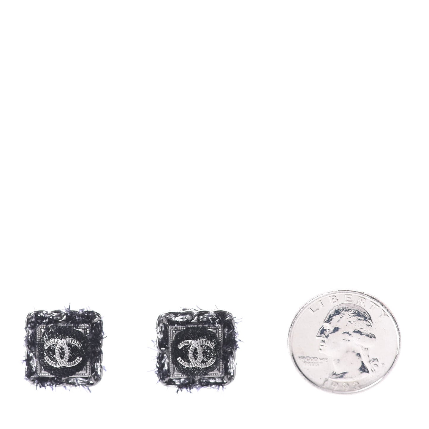 Ruthenium Enamel CC Earrings Black