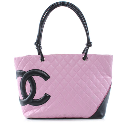 Chanel Calfskin Quilted Large Cambon Tote Pink Black 1 of 7
