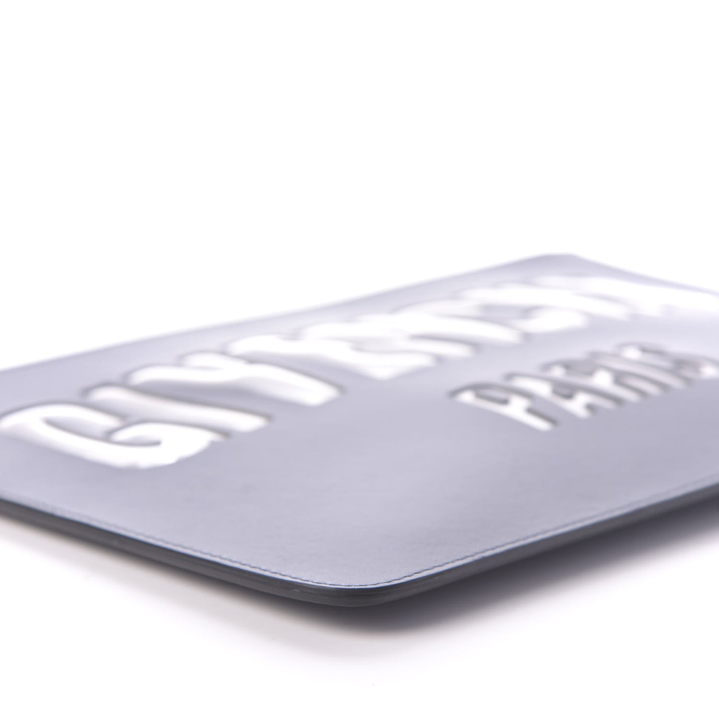 Calfskin Logo Zip Pouch Navy Silver