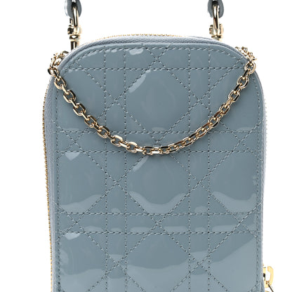 Christian Dior Patent Cannage Lady Dior Phone Holder Cloud Blue 7 of 9