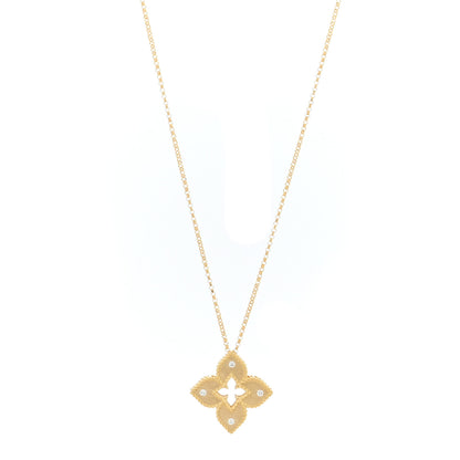Roberto Coin 18K Yellow Gold Diamond Medium Venetian Princess Flower Pendant Necklace 1 of 5