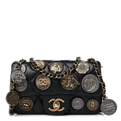 Chanel Aged Calfskin Quilted Extra Mini Medallion Flap Black 1 of 9