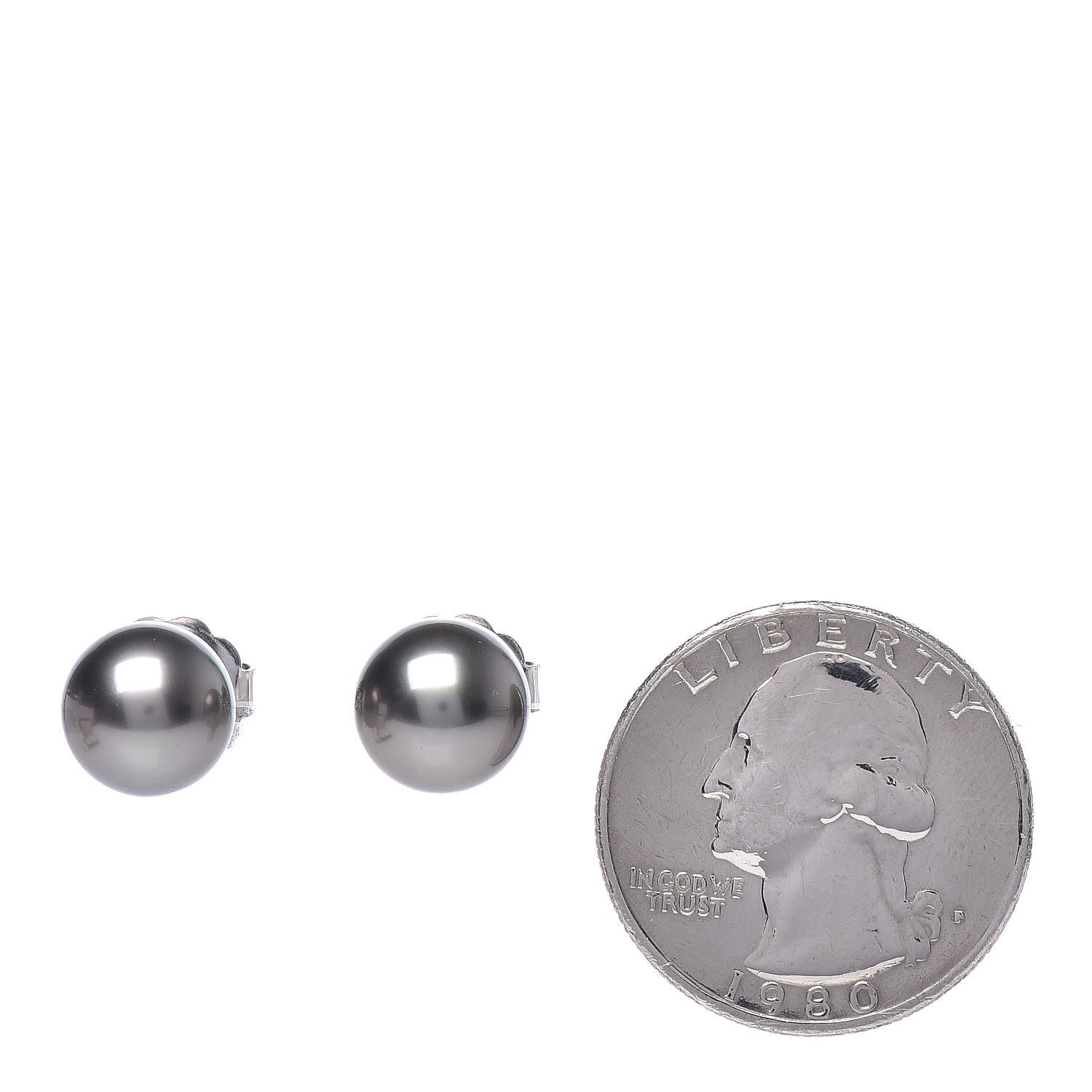 Mikimoto 18K White Gold Black South Sea Pearl 9.5mm Stud Earrings 2 of 5