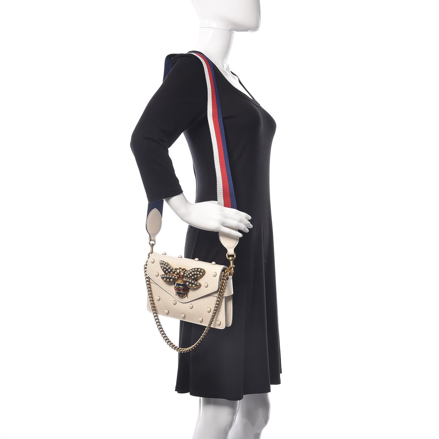 Nappa Pearl Studded Mini Queen Margaret Broadway Shoulder Bag Mystic White