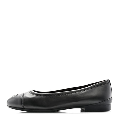 Chanel Lambskin Cap Toe CC Uniform Ballerina Flats 37.5 Black 2 of 20