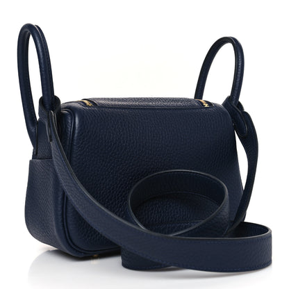 Hermes Taurillon Clemence Mini Lindy 20 Bleu Saphir 3 of 10