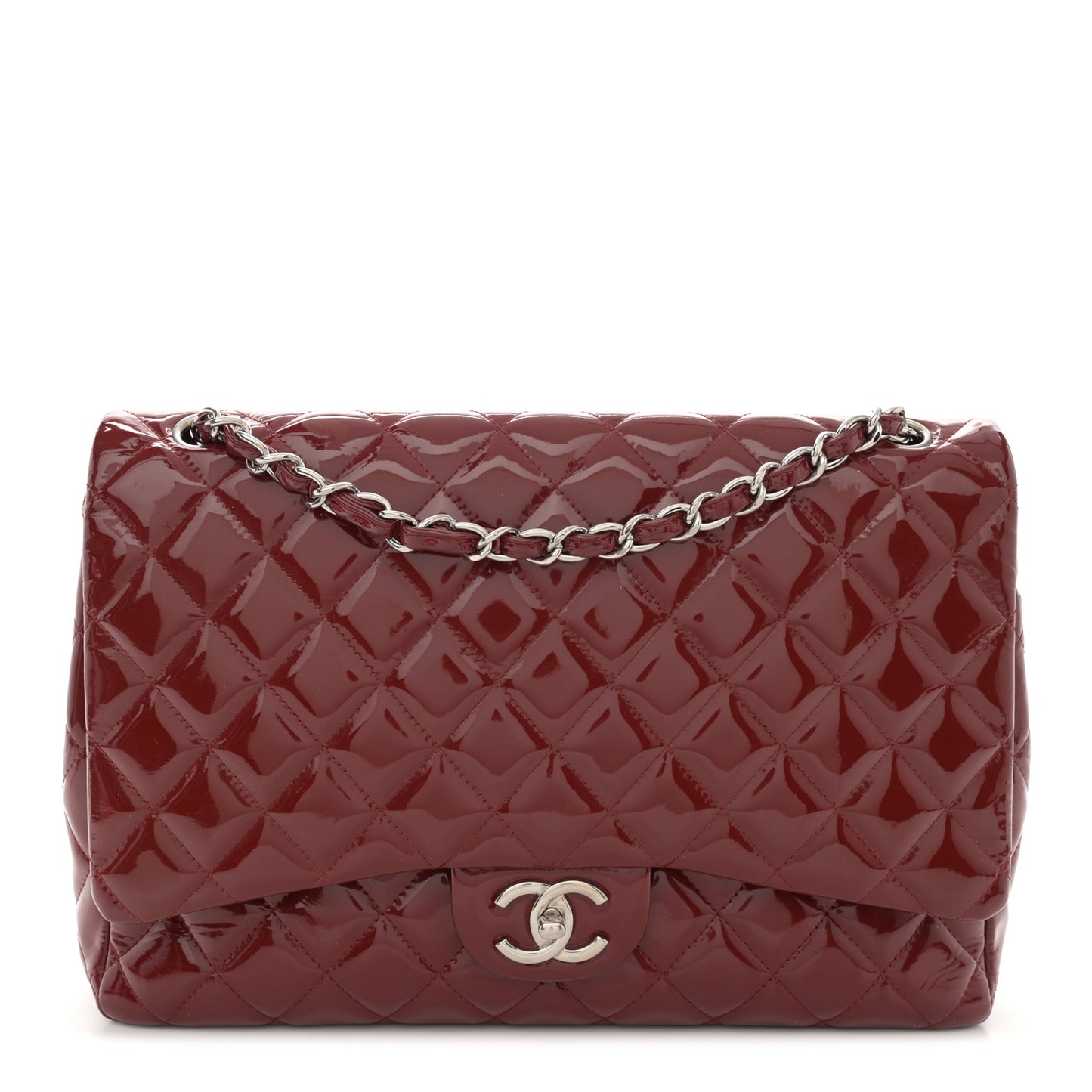 Patent Quilted Maxi Double Flap Red