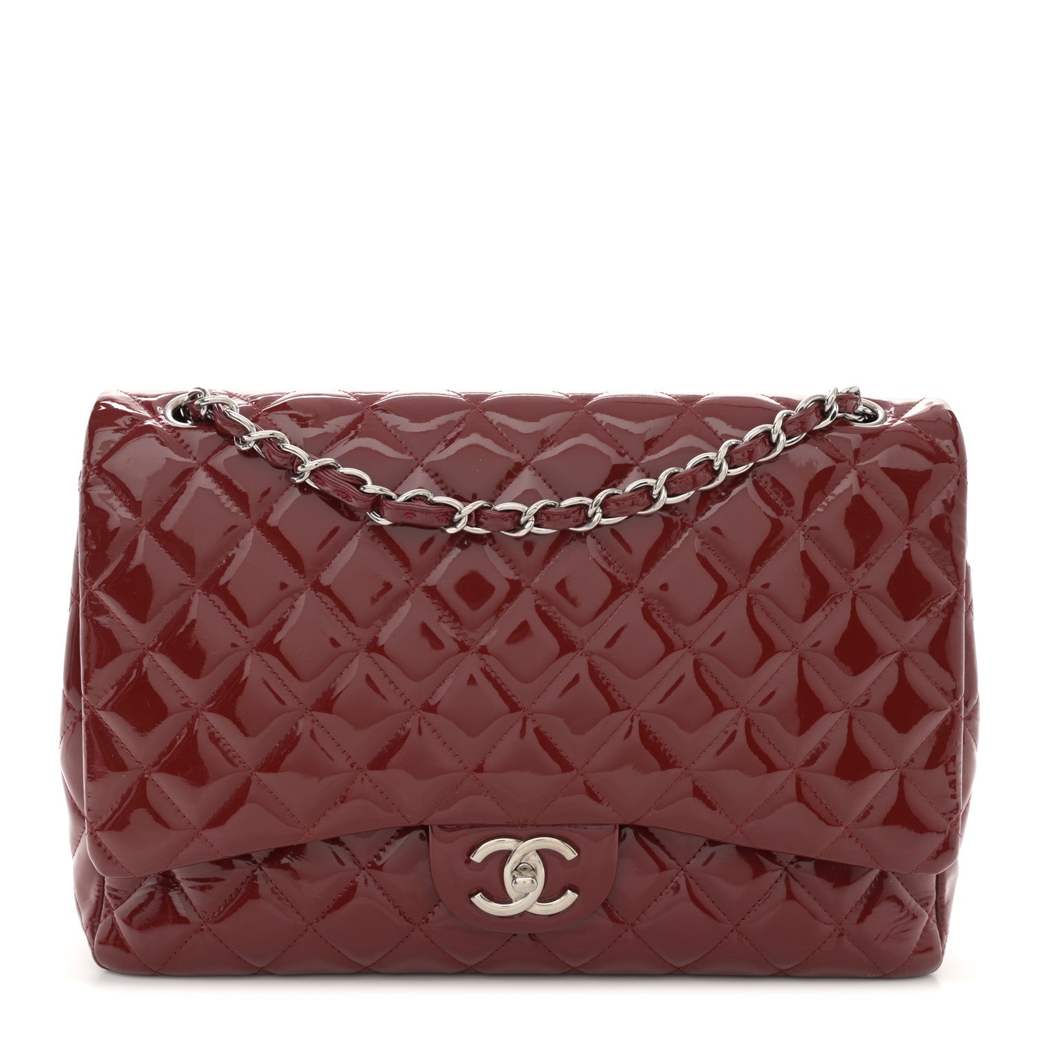 Chanel Patent Quilted Maxi Double Flap Red 1 of 14