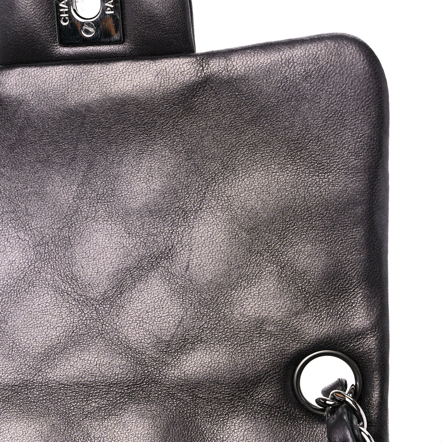 Metallic Lambskin Quilted Mini Square Flap Brown