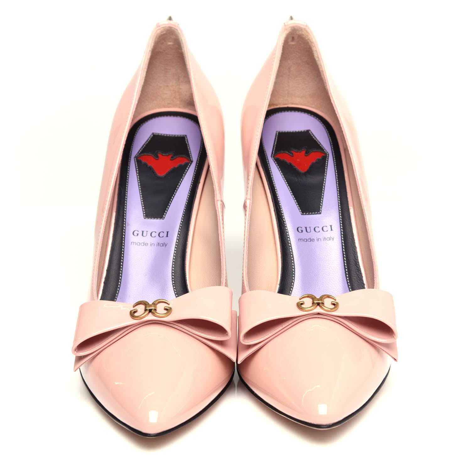 Gucci Patent GG Bow Sadie Spike High Heel Pumps 38.5 Perfect Pink 5 of 11