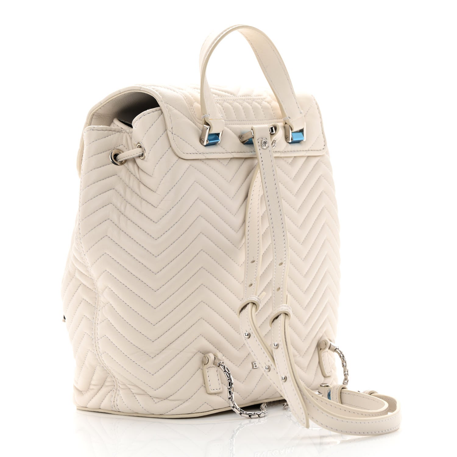 Bulgari Calfskin Quilted Serpenti Forever Backpack White 3 of 11