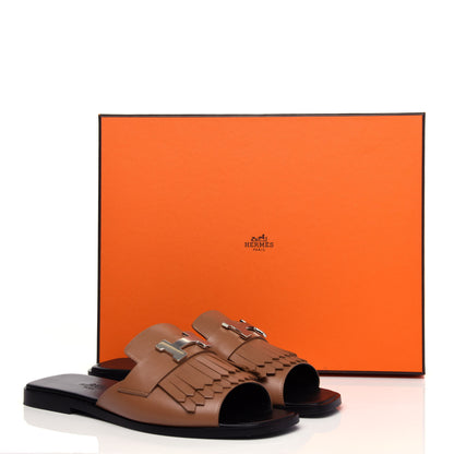 Hermes Calfskin Auteuil Sandals 36 Marron Havane 10 of 10