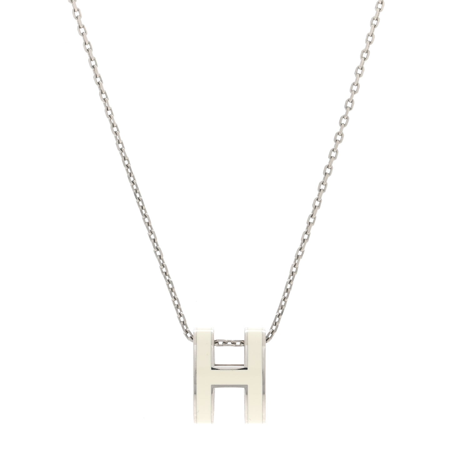 Lacquered Palladium Mini Pop H Pendant Necklace White