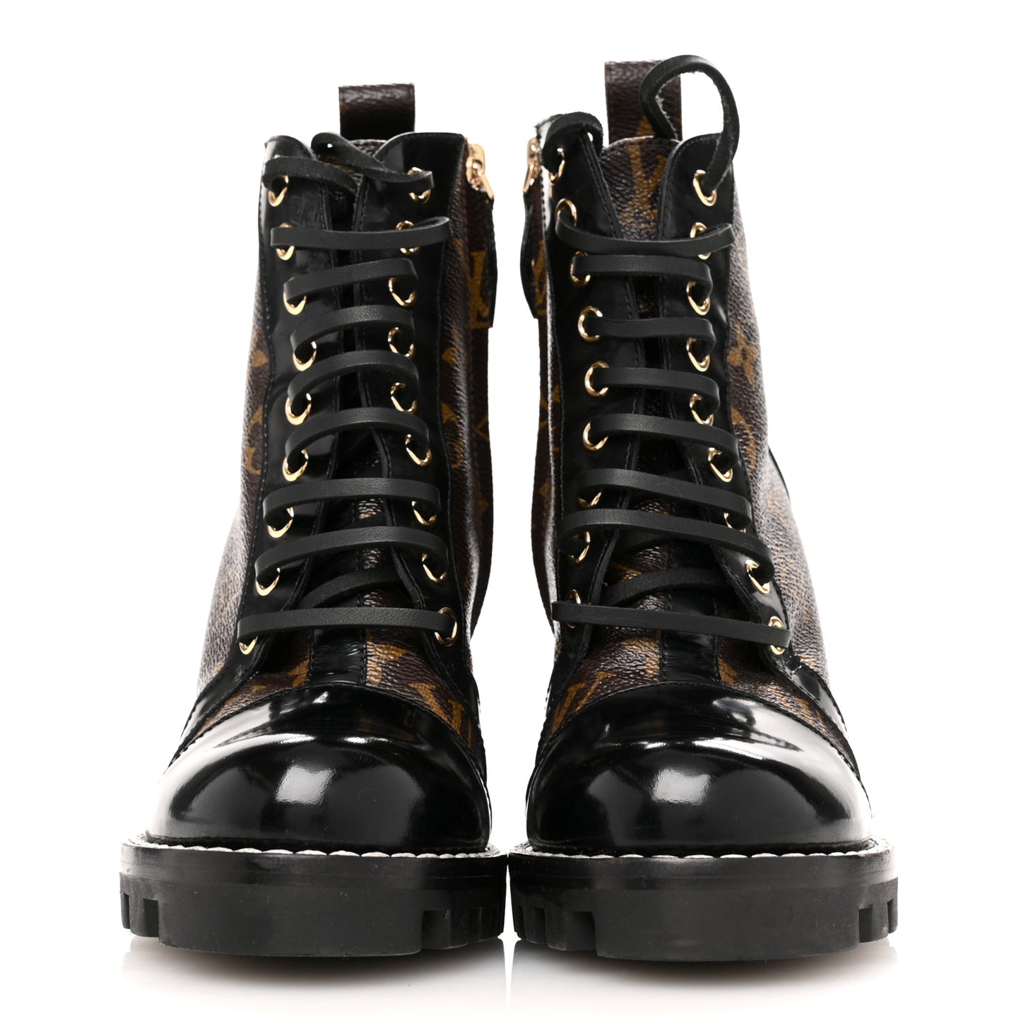 Patent Calfskin Monogram Star Trail Ankle Boots 35 Black