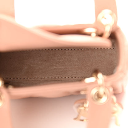 Christian Dior Lambskin Cannage Micro Lady Dior Rose Des Vents 7 of 11