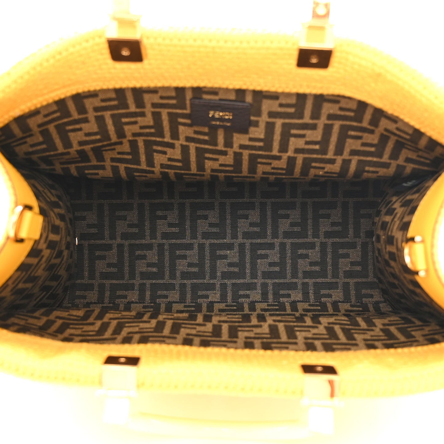 Crochet Vitello King Logo Plexiglass Medium Fendi Sunshine Shopper Tote Mimosa Panna