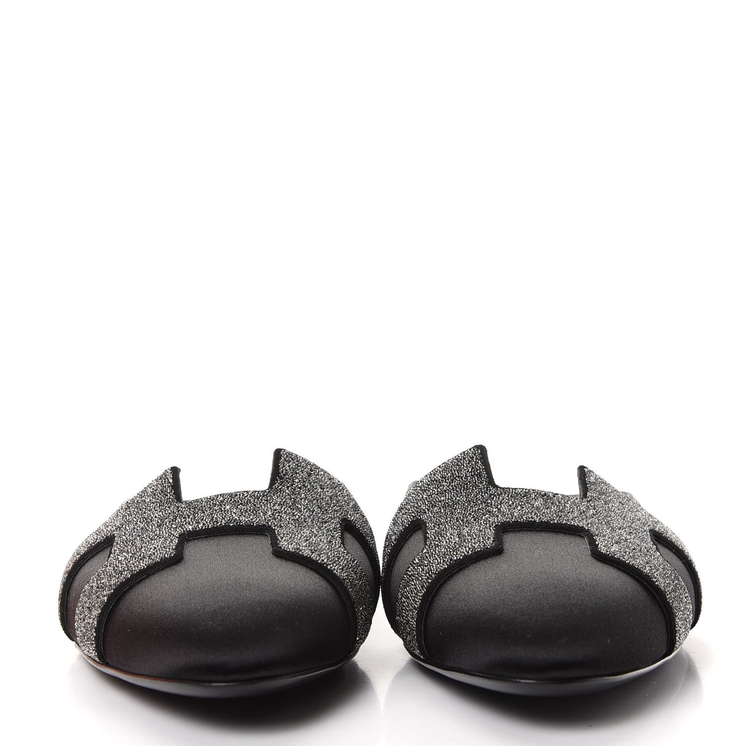 Hermes Satin Suede Goatskin Crystal Roxane Mules 37 Black 2 of 10
