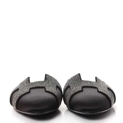 Hermes Satin Suede Goatskin Crystal Roxane Mules 37 Black 2 of 10