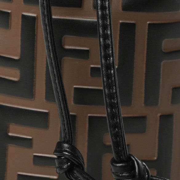 Fendi Vitello Liberty F is Fendi Bi-Color FF 1974 Embossed Mini Mon Tresor Bucket Bag Maya Black 10 of 10