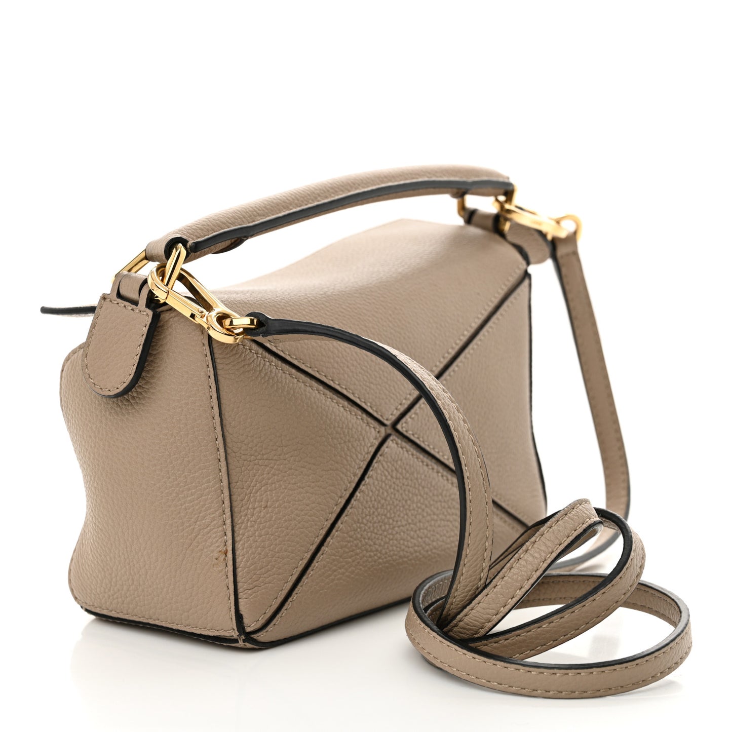 Grained Calfskin Mini Puzzle Bag Sand