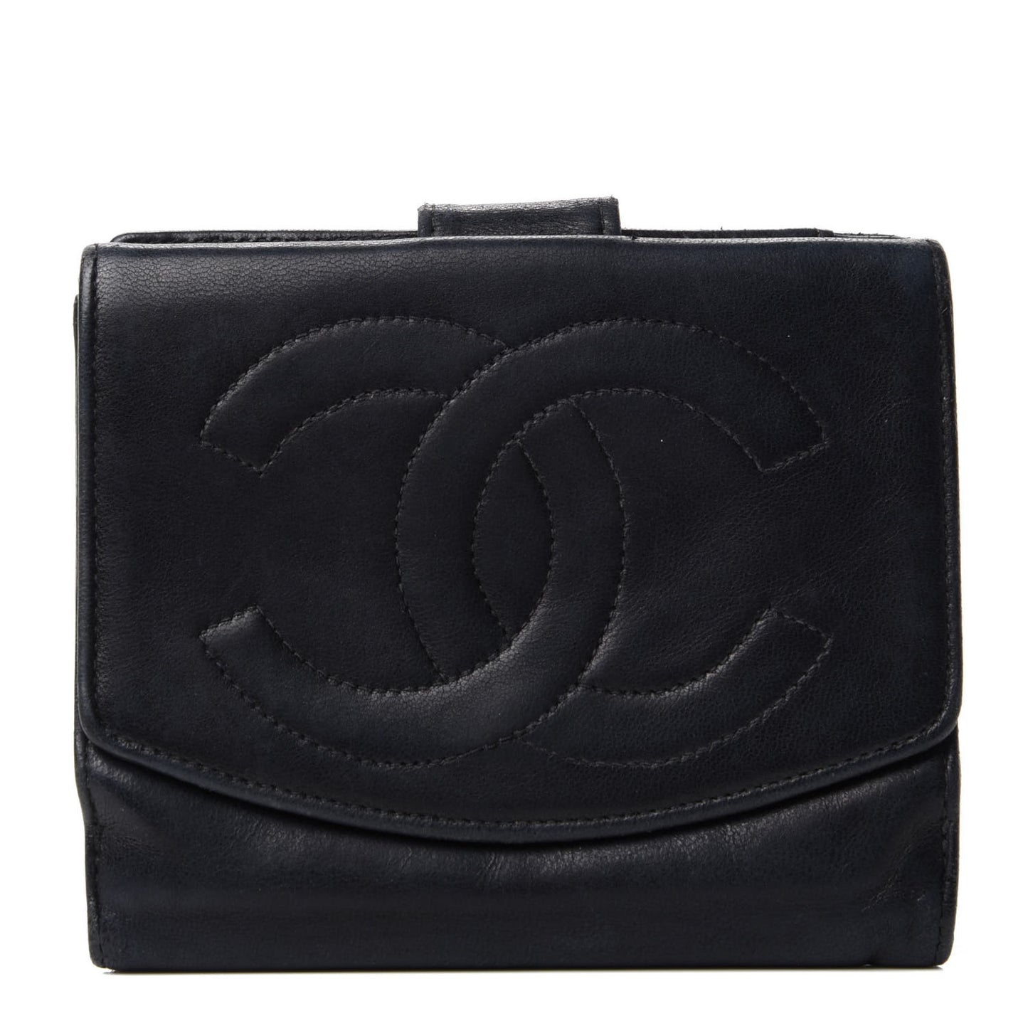 Lambskin Timeless CC Compact French Wallet Black