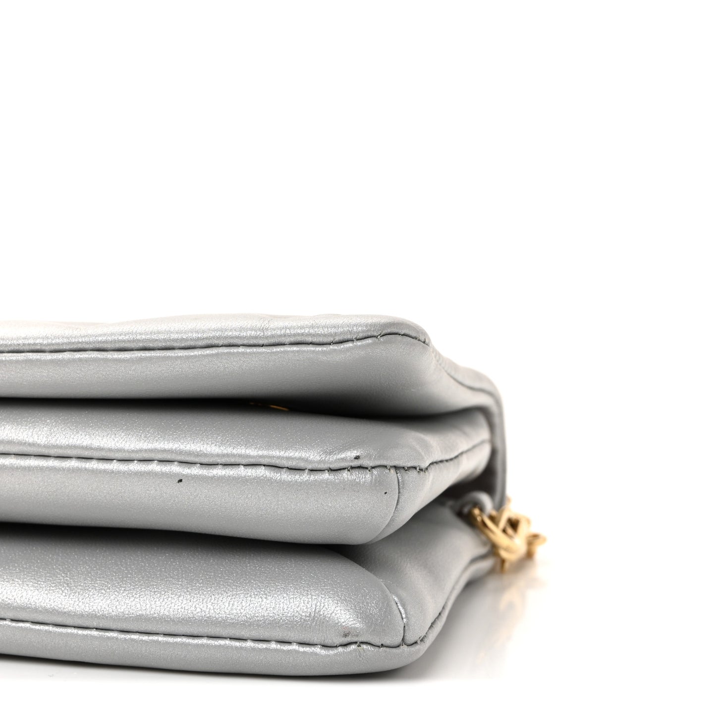 Metallic Lambskin Embossed Monogram Pochette Coussin Silver