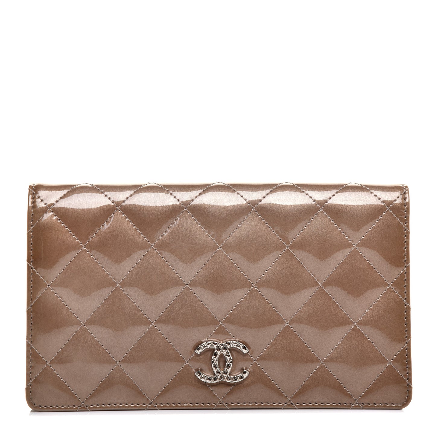 Patent Quilted Brilliant Yen Wallet Khaki