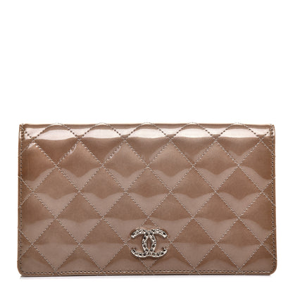 Chanel Patent Quilted Brilliant Yen Wallet Khaki 1 of 7