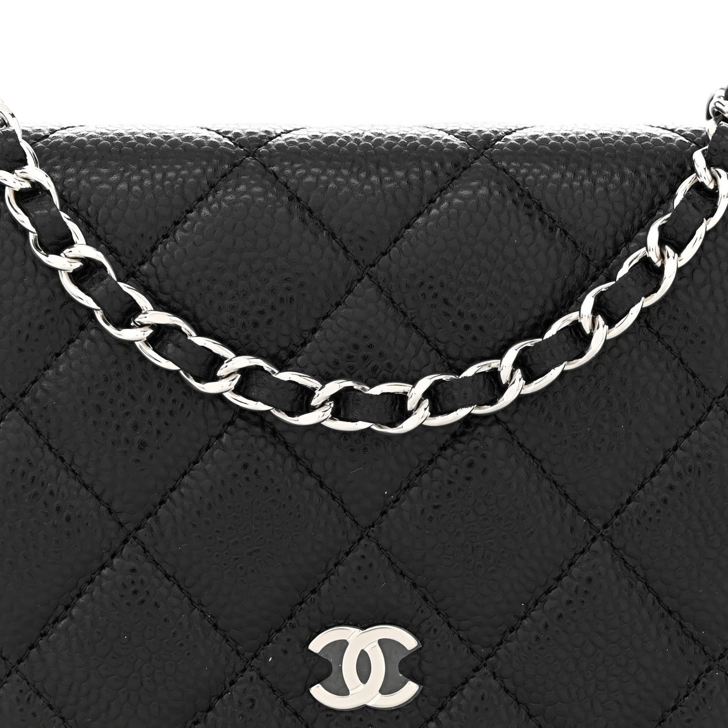 Caviar Quilted Wallet on Chain WOC Black