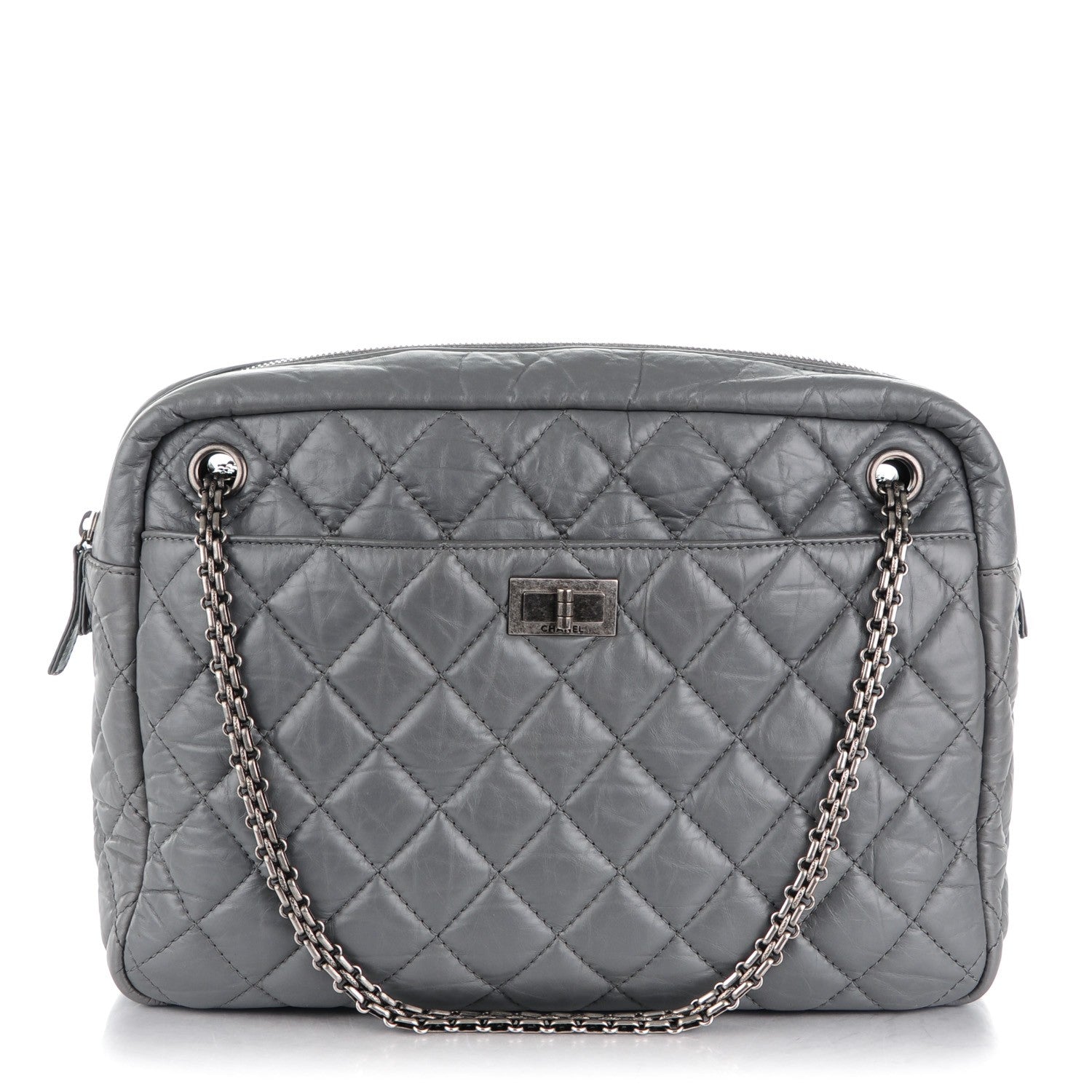 Chanel Aged Calfskin Quilted Large Reissue Camera Case Grey 1 of 7