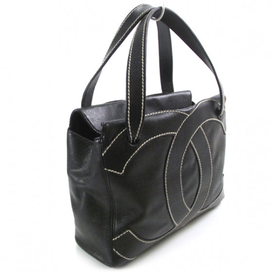 Chanel Caviar CC Stitched Small Tote Black 3 of 12