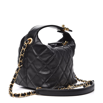 Chanel Lambskin Quilted Small Perfect Meeting Hobo Black 3 of 11