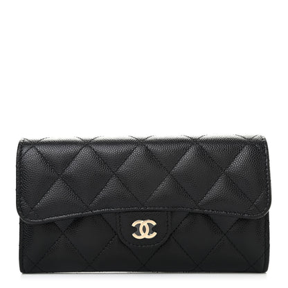 Chanel Caviar Quilted Medium Gusset Flap Wallet Black 1 of 4