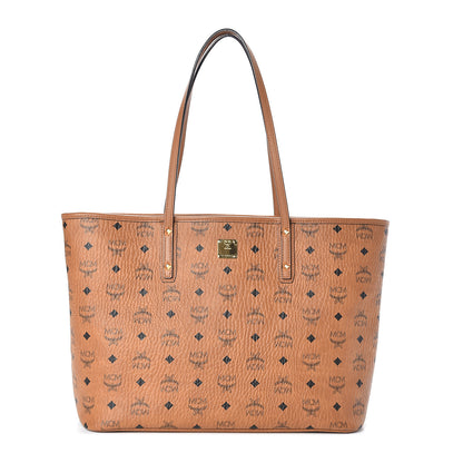 MCM Visetos Medium Anya Top Zip Shopper Tote Cognac 1 of 8
