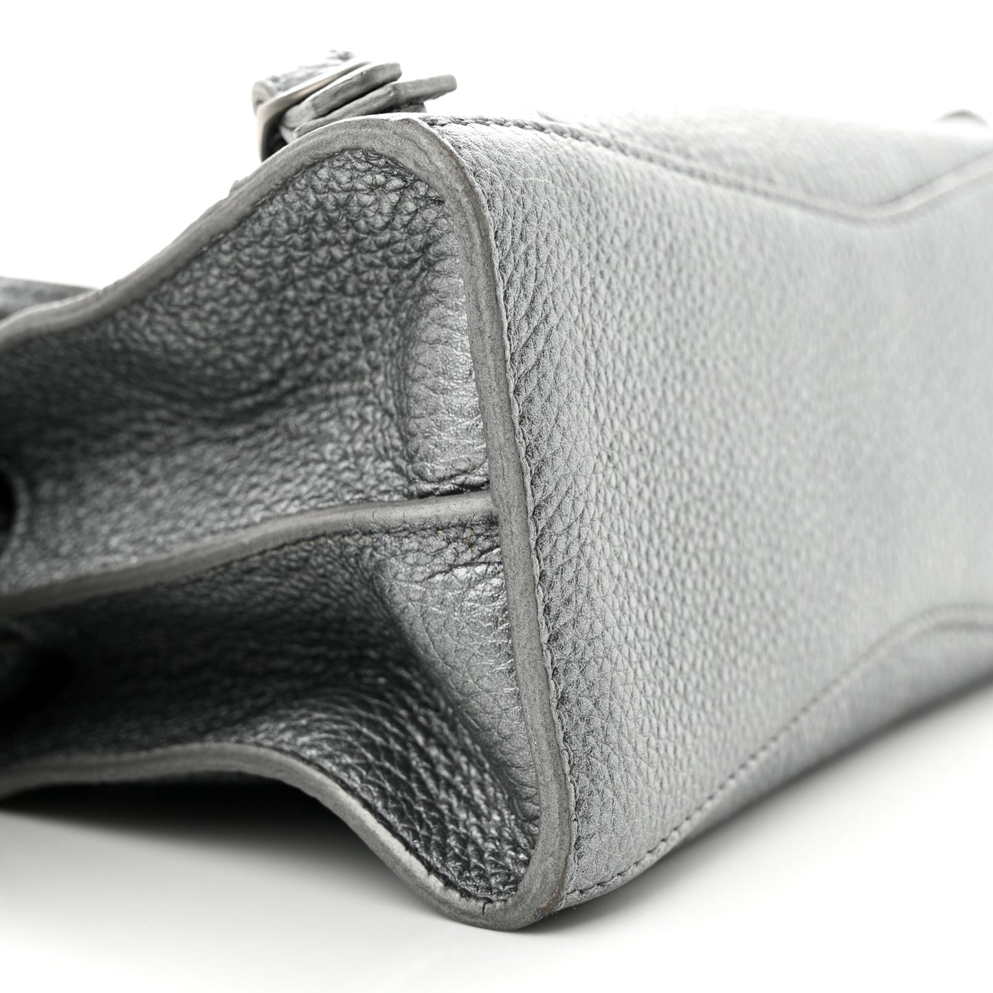 Metallic Grained Calfskin Neo Classic Silver Hardware Mini City Silver