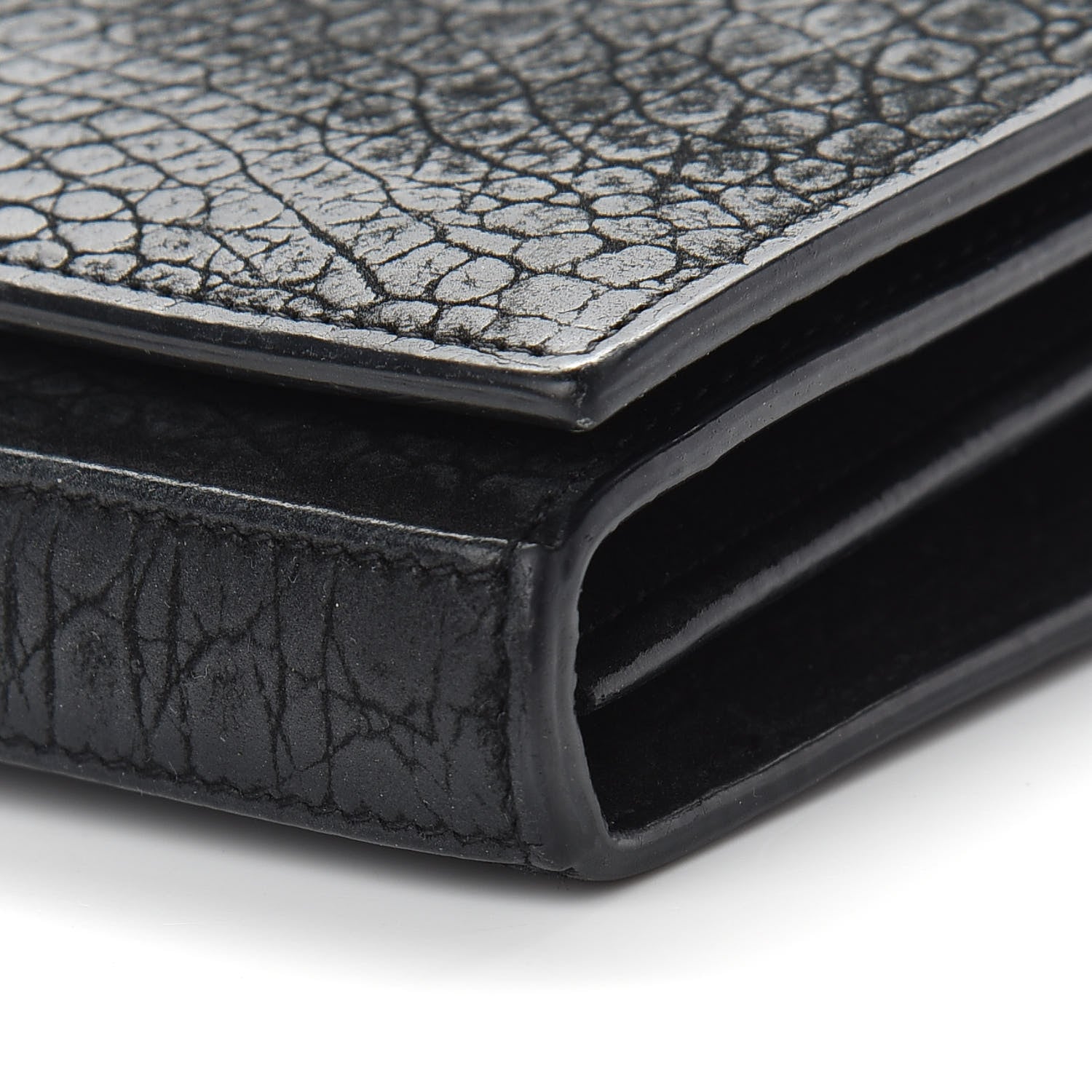 Saint Laurent Crocodile Embossed Nubuck Monogram Chain Wallet in Black 9 of 9