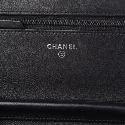 Chanel Crumpled Calfskin Quilted Wallet On Chain WOC So Black 6 of 11