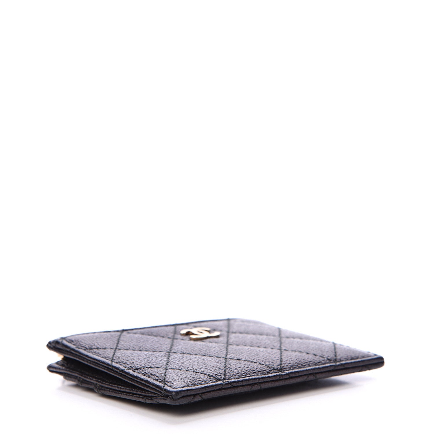 Chanel Letter Calfskin Embossed Quilted CC Zip Card Holder Black 3 of 7