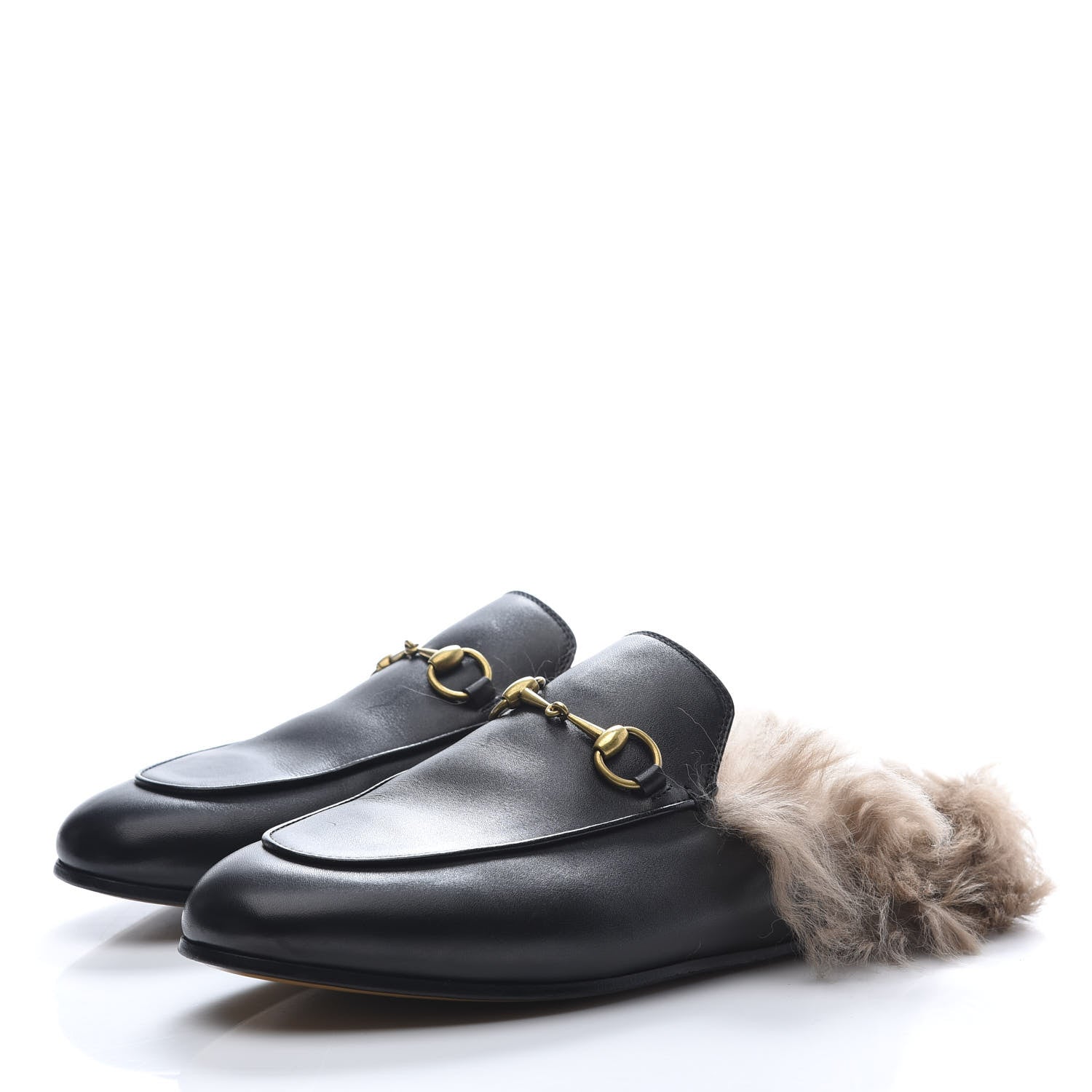 Gucci Calfskin Fur Womens Princetown Slippers 38 Black 4 of 8