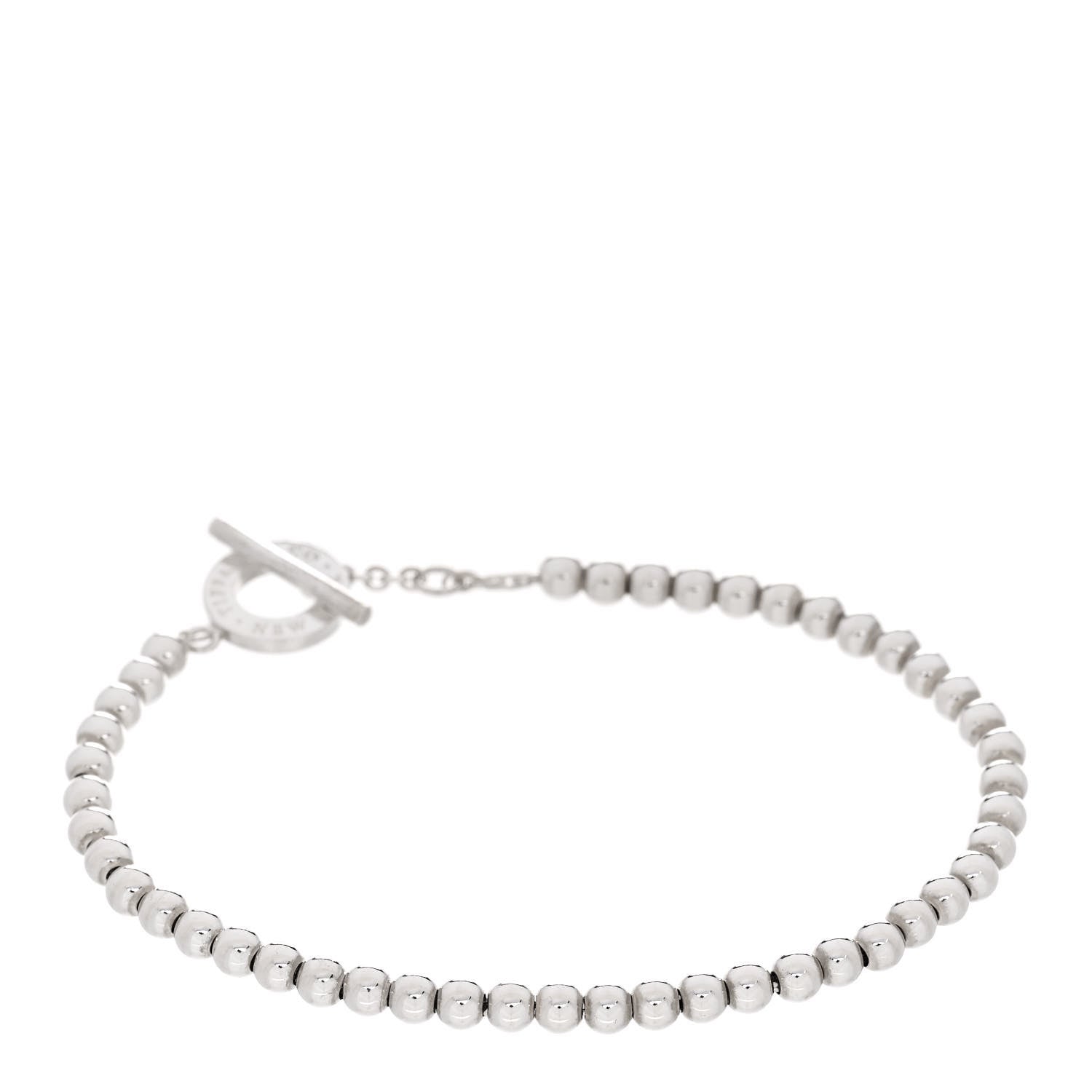 Tiffany Sterling Silver 4mm Beads Toggle Bracelet 2 of 4