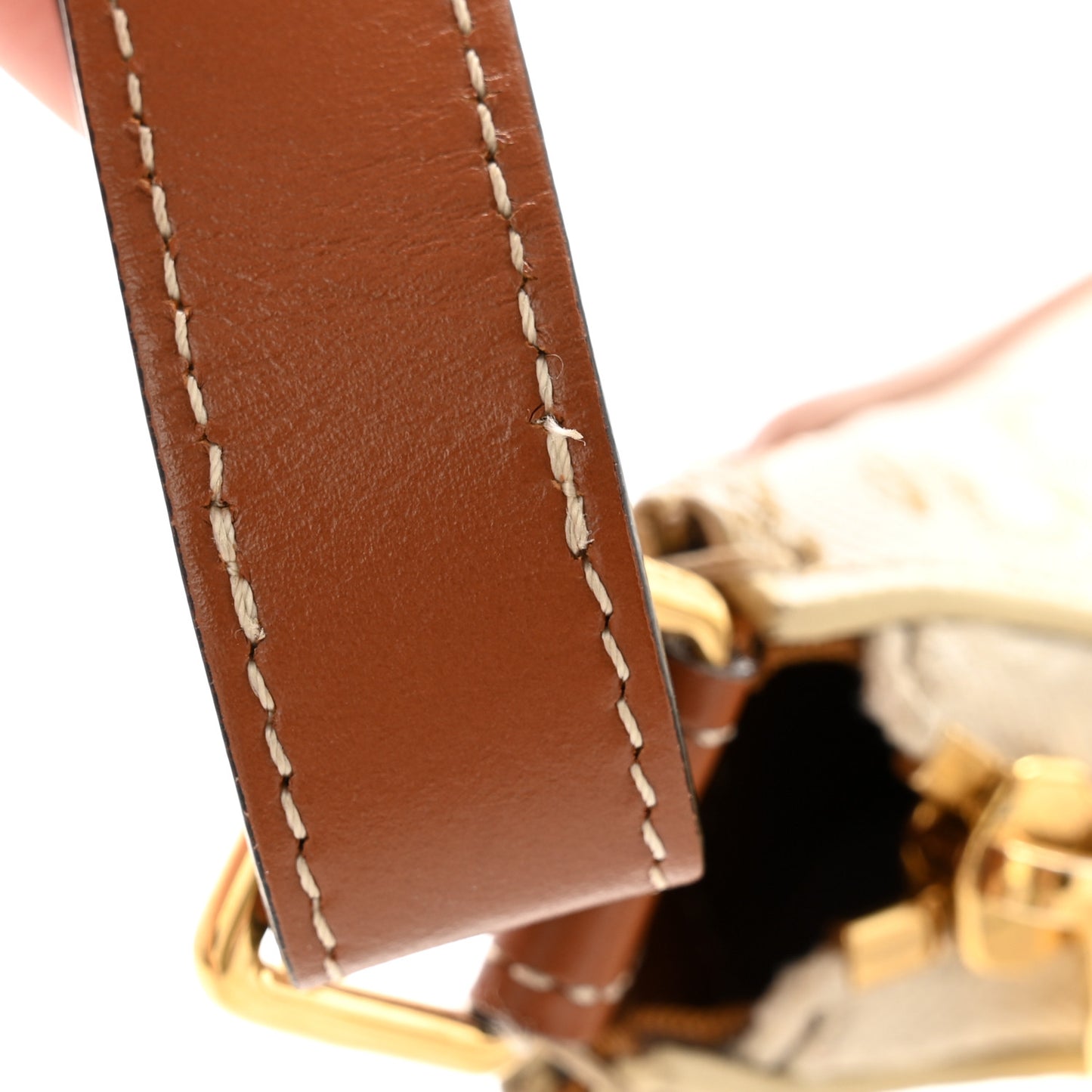 Canvas Calfskin Ava Triomphe Shoulder Bag White