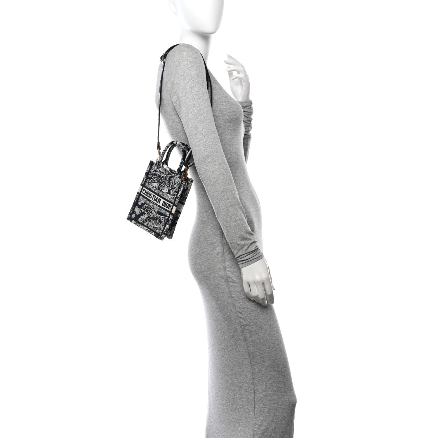 Christian Dior Canvas Toile de Jouy Reverse Embroidered Mini Book Tote Phone Bag Blue 2 of 11