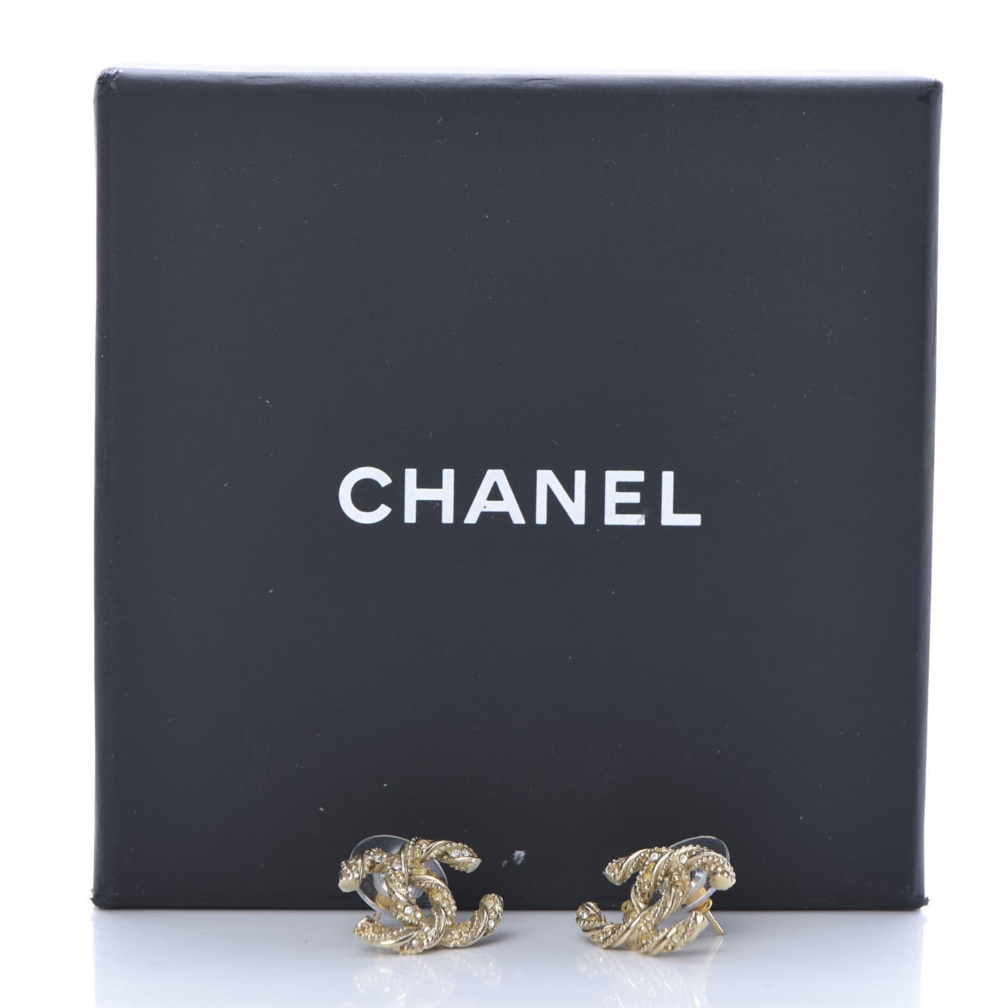 Crystal Twisted CC Earrings Gold