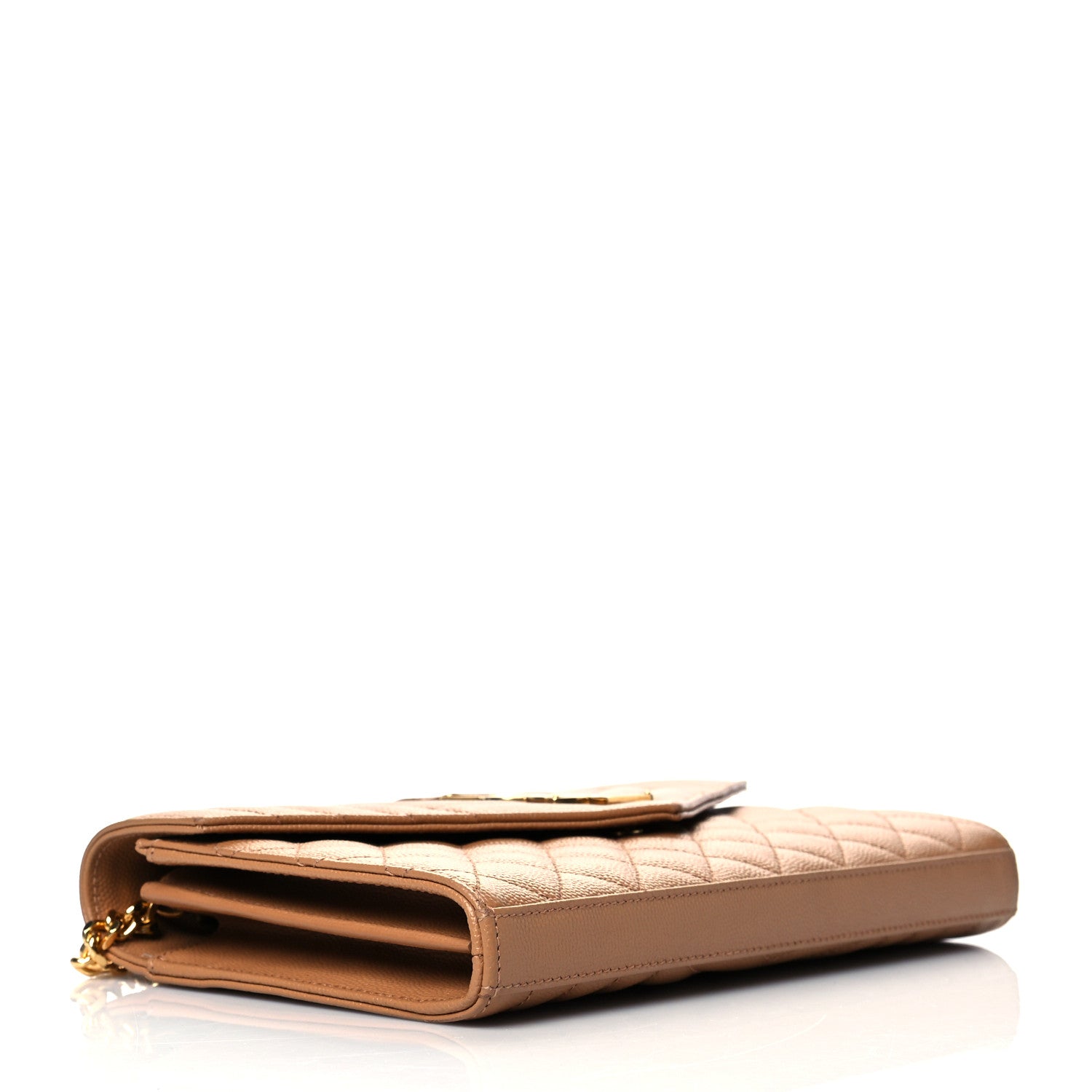 Saint Laurent Grain De Poudre Mixed Matelasse Triquilt Monogram Chain Wallet Dune 3 of 8