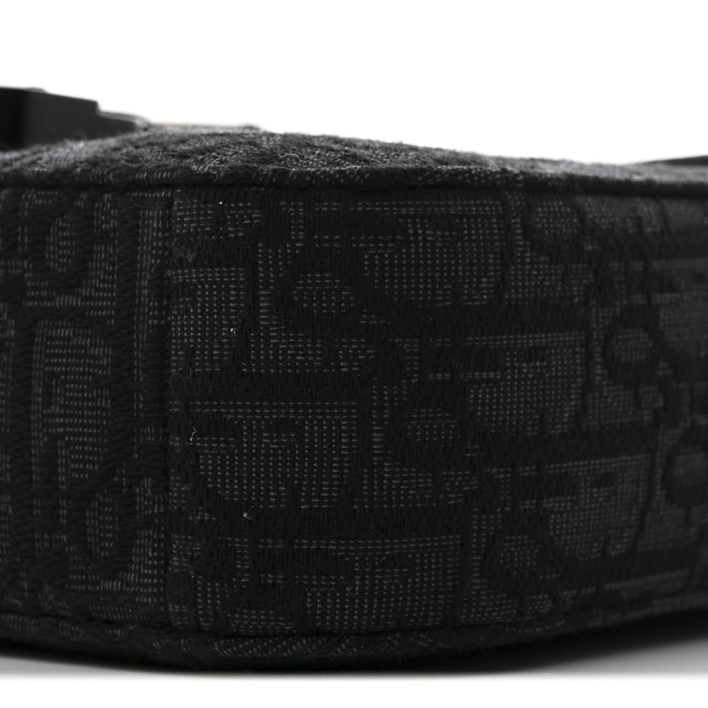Oblique Jacquard Grained Calfskin Small Saddle Messenger Bag Black